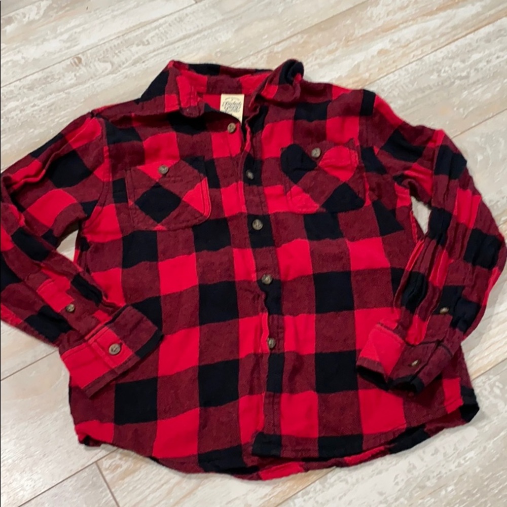 Red and black buffalo plaid flannel size medium 8